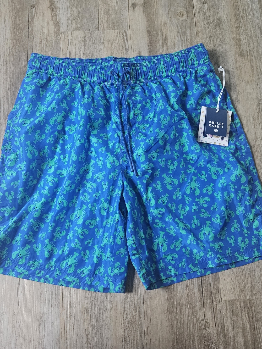NWT Roller Rabbit X Target Men's Blue & Teal Lobster Print Swim Trunks Small